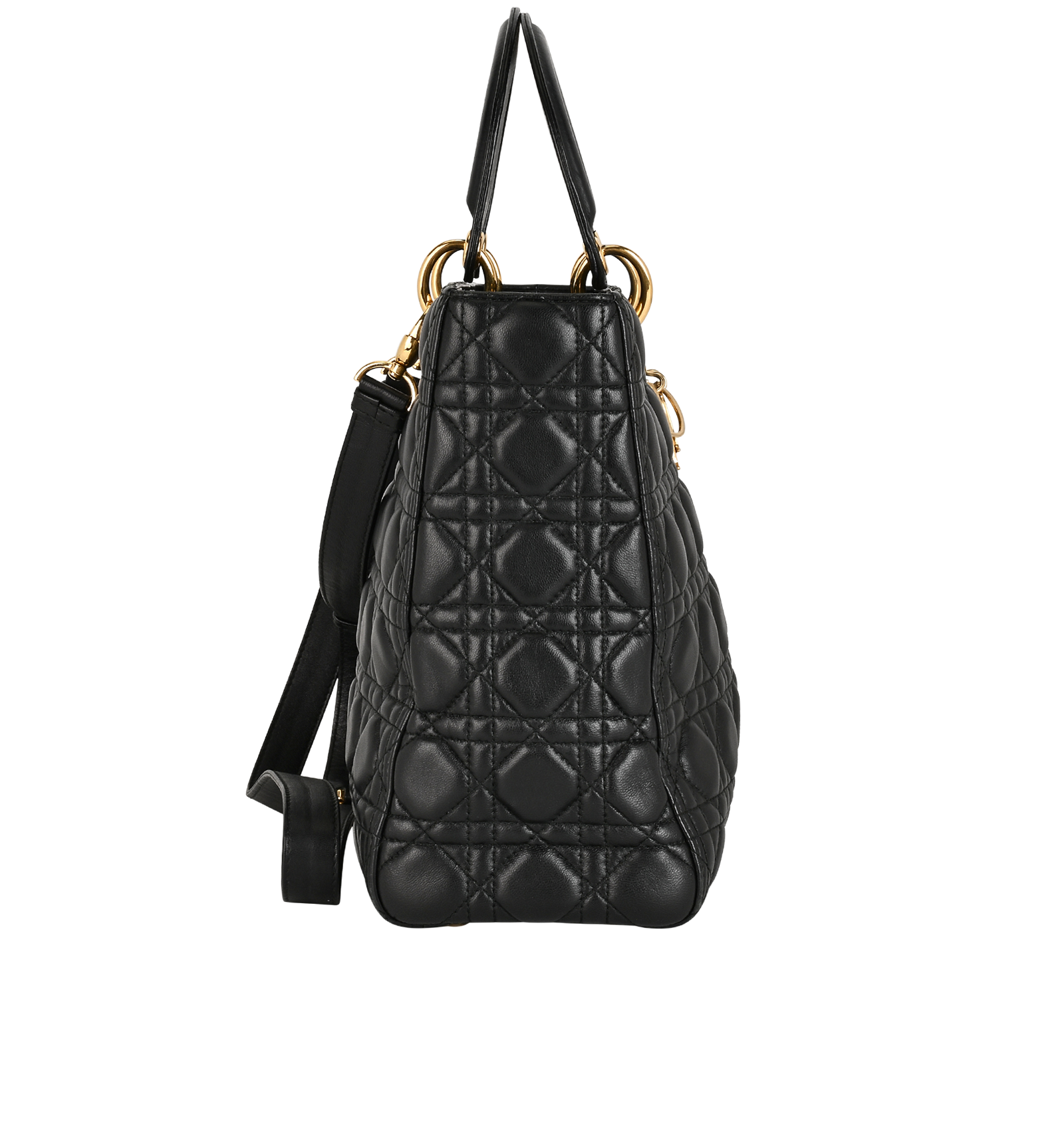 Large Lady Dior, &pound;2,200, Handbags, Black, Leather, Side view